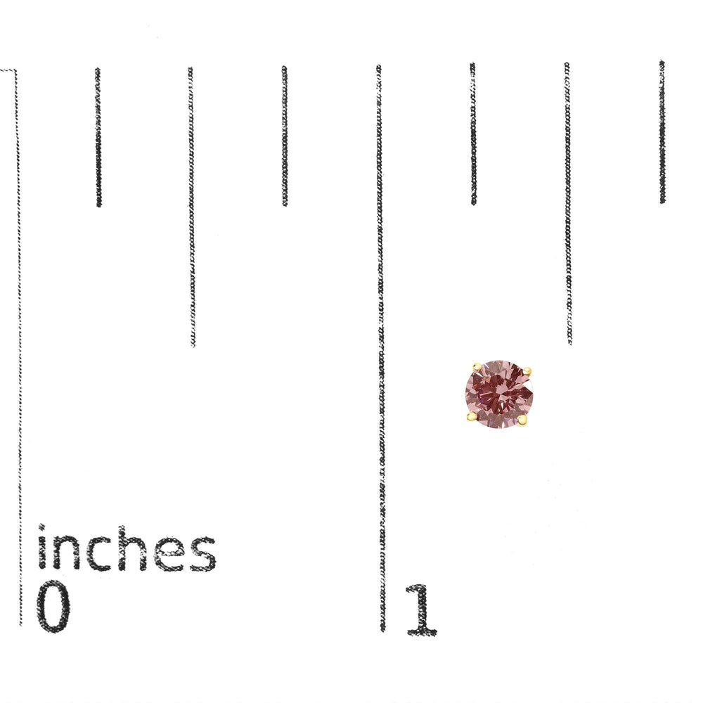 14K Yellow Gold 1.00 Cttw Round Brilliant Cut Lab Grown Pink Diamond 4-Prong Classic Solitaire Earrings (Pink Color, VVS2-VS1 Clarity)