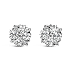 .925 Sterling Silver 1/2 Cttw Cttw Prong Set Lab Grown Round Diamond Cluster Stud Earring (F-G Color, SI1-SI2 Clarity)