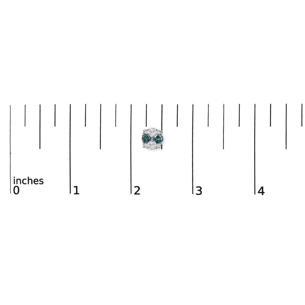 .925 Sterling Silver 2.0 Cttw Blue Diamond Composite Cluster Stud Earring