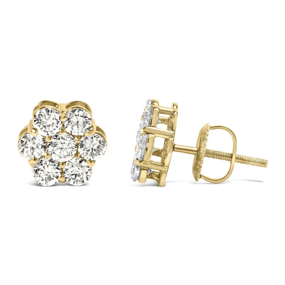 14K White Gold 1 1/2 cttw Prong Set Round-Cut Diamond Floral Cluster Stud Earrings (I-J Color, SI1-SI2 Clarity)