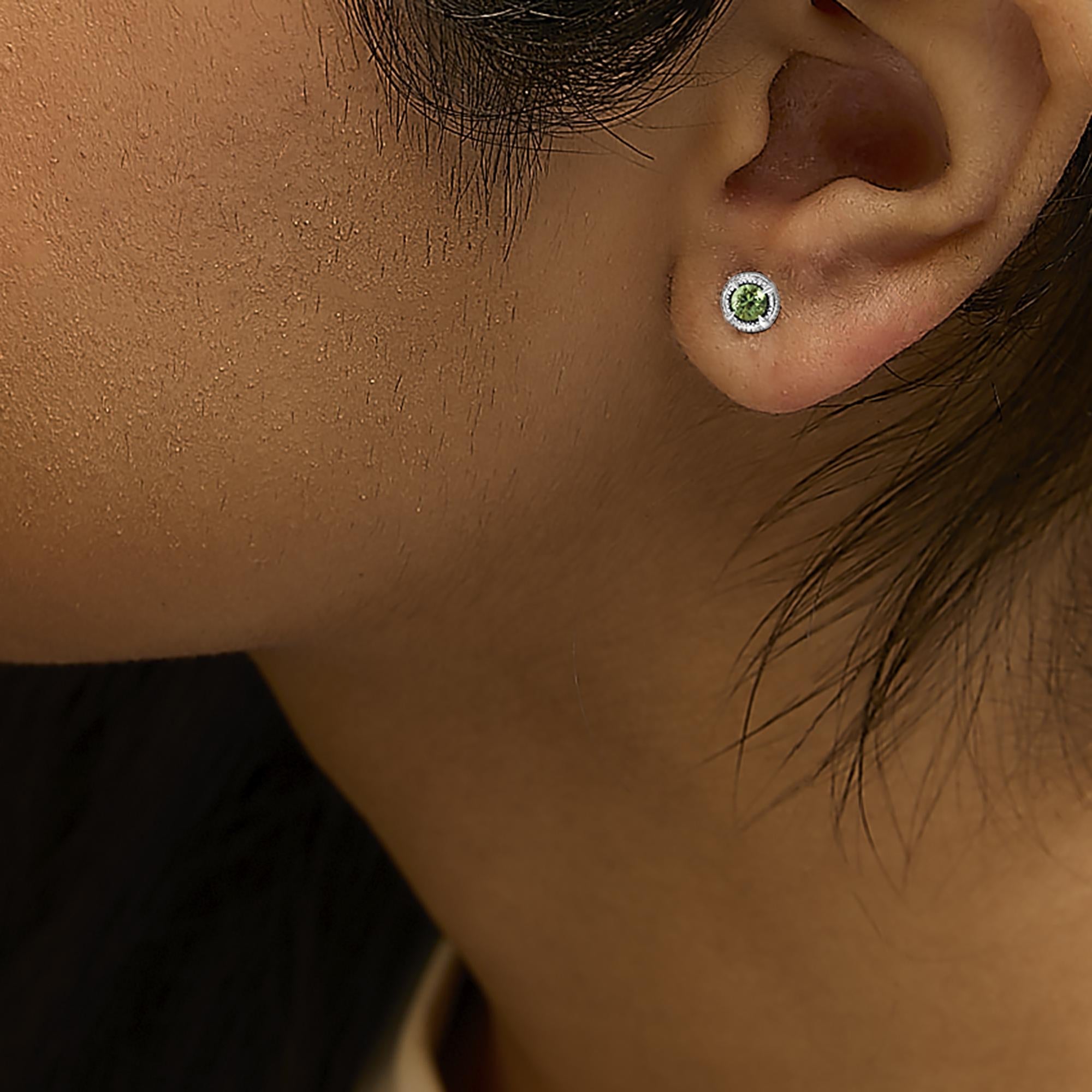 .925 Sterling Silver Treated Colored Diamond Modern 4-Prong Solitaire Milgrain Stud Earrings