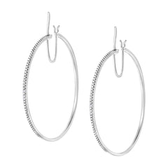 .925 Sterling Silver Diamond Accent Medium Sized Hoops Earrings (I-J Color, I2-I3 Clarity)