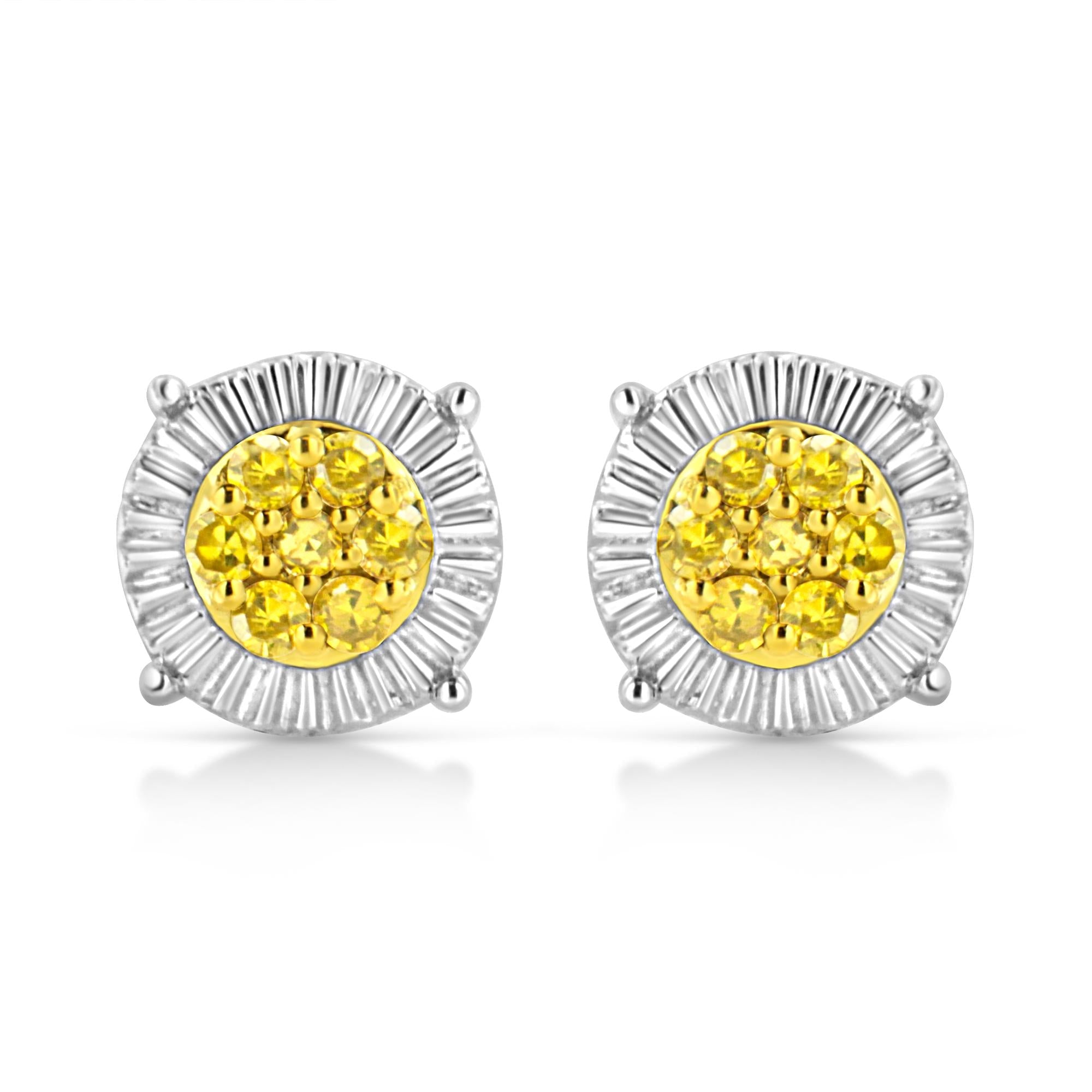 .925 Sterling Silver 1/4 Cttw Treated Diamond Cluster Flower Earrings