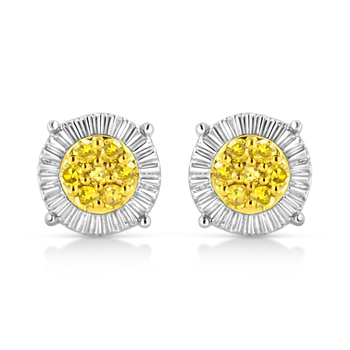 .925 Sterling Silver 1/4 Cttw Treated Diamond Cluster Flower Earrings