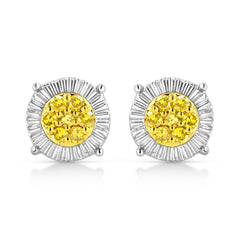 .925 Sterling Silver 1/4 Cttw Treated Diamond Cluster Flower Earrings