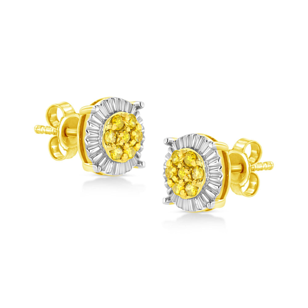 .925 Sterling Silver 1/4 Cttw Treated Diamond Cluster Flower Earrings
