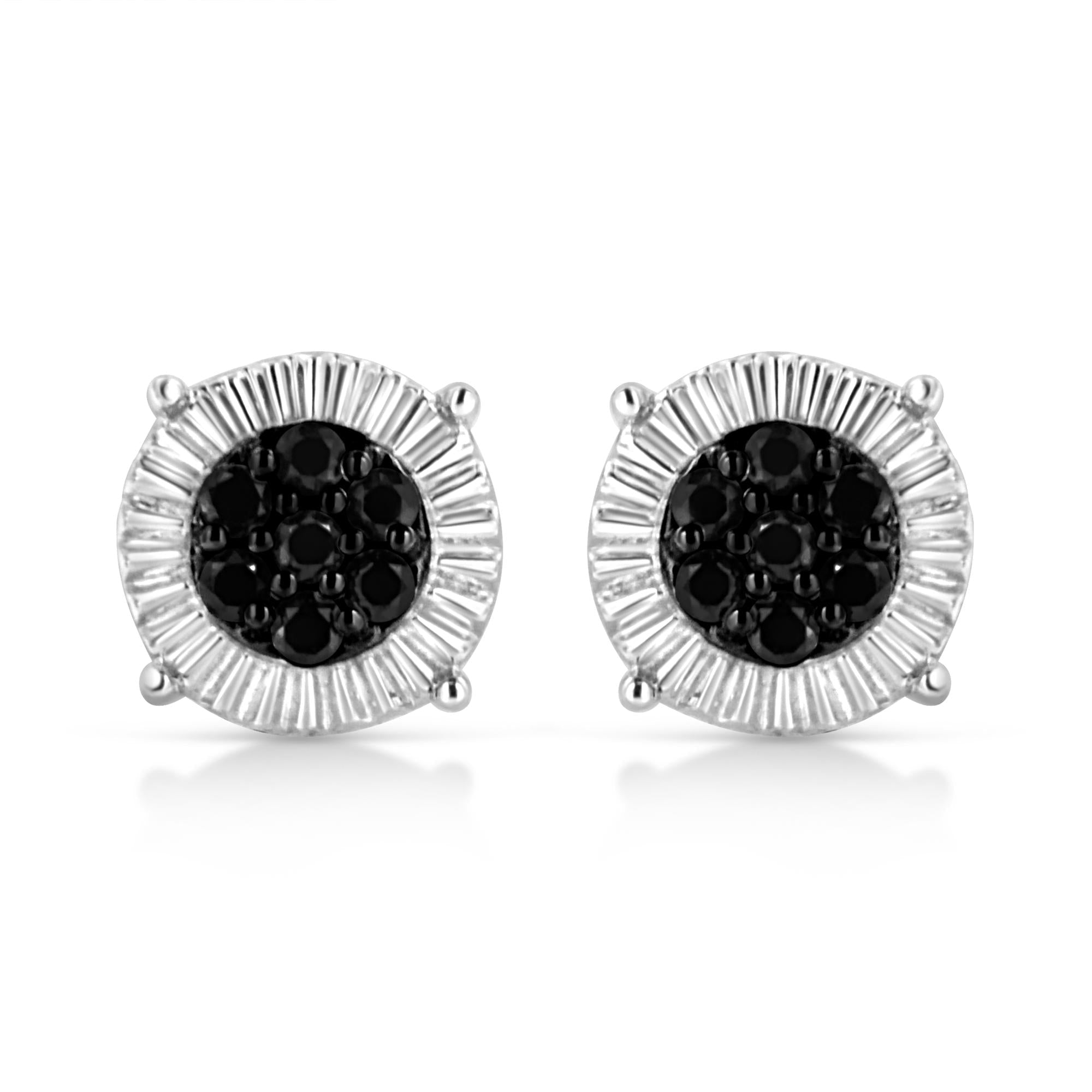 .925 Sterling Silver 1/4 Cttw Treated Diamond Cluster Flower Earrings