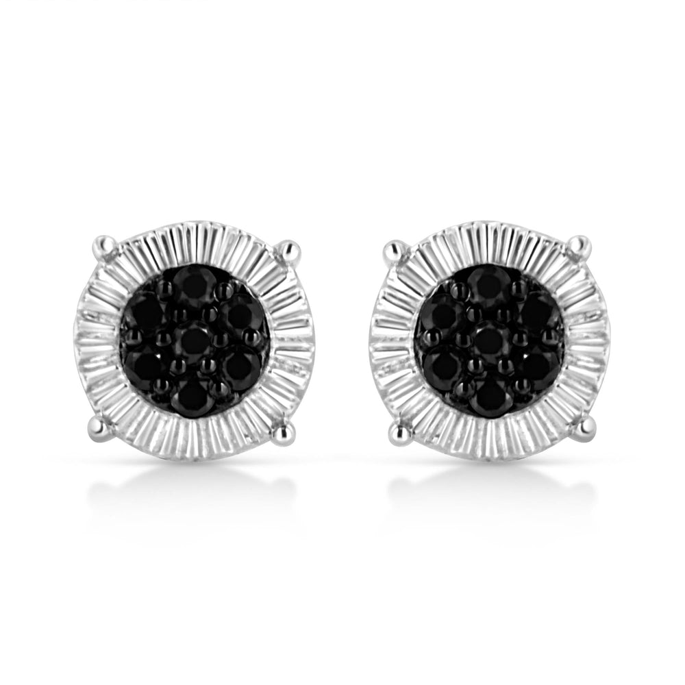 .925 Sterling Silver 1/4 Cttw Treated Diamond Cluster Flower Earrings