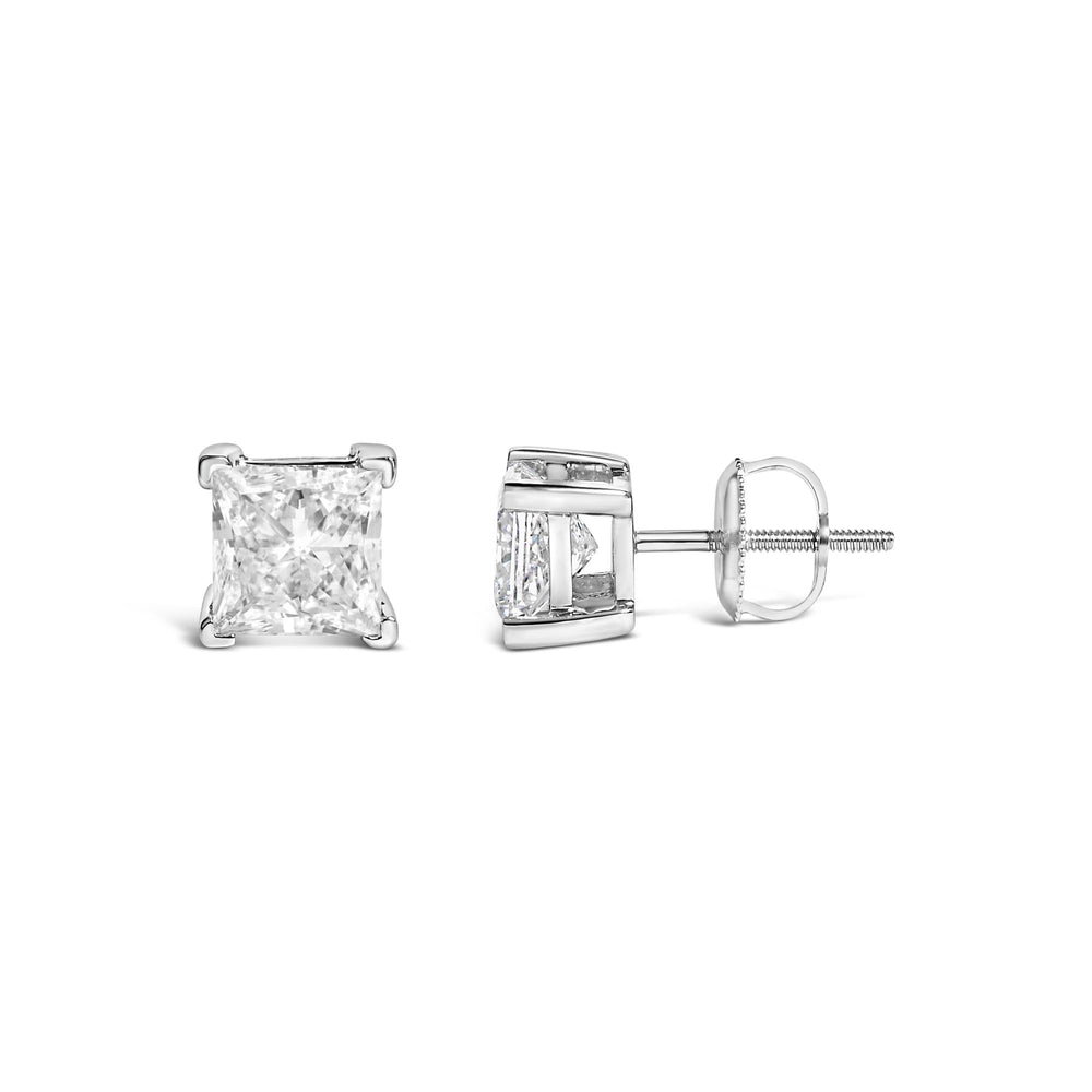 14K White Gold Princess Cut Lab-Grown Diamond Solitaire Stud Earrings (F-G Color, VS2-SI1 Clarity)