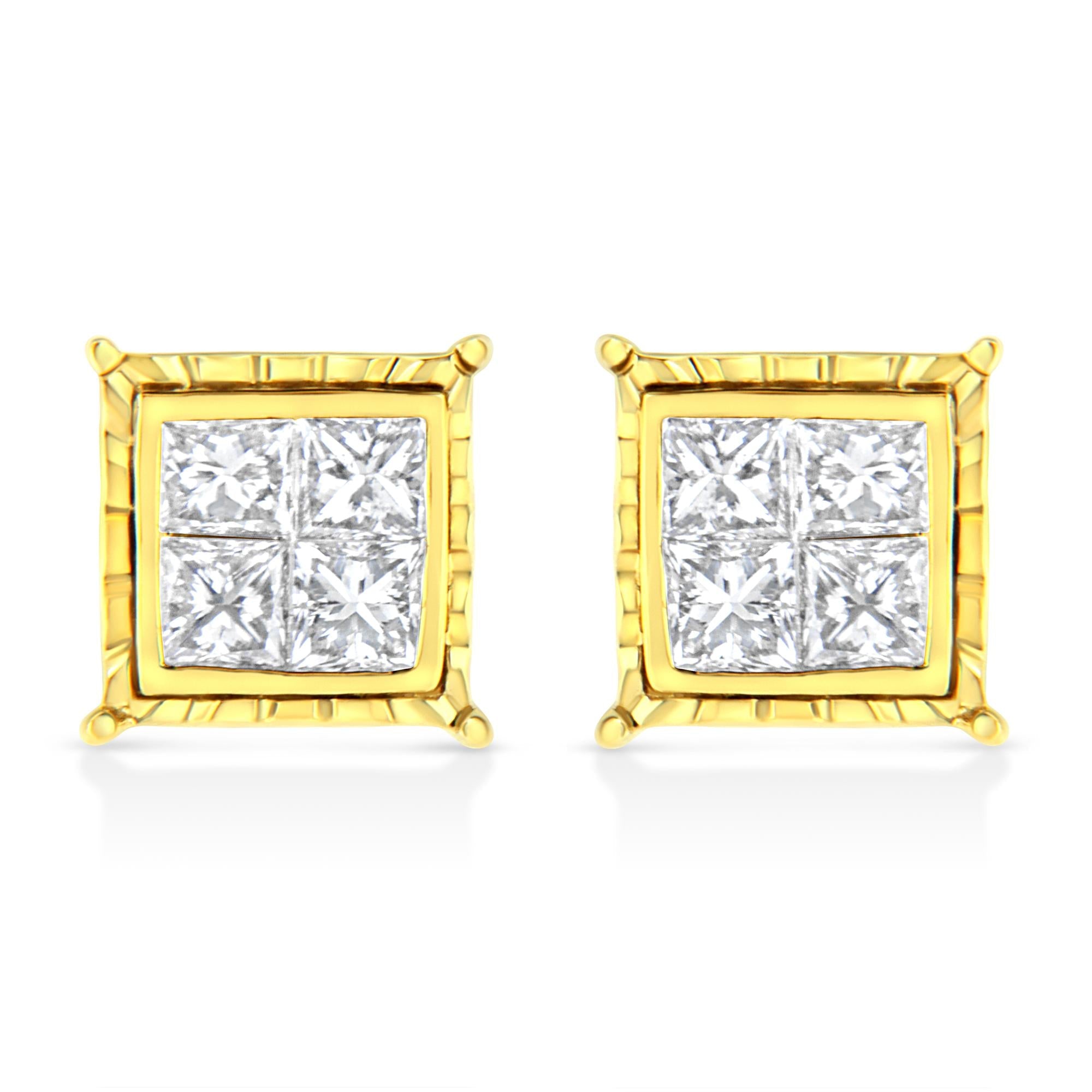 14K White Gold 1.0 Cttw 4-Prong Set Brilliant Round-Cut Solitaire Lab Grown Diamond Push Back Stud Earrings (E-F Color, VVS2-VS1 Clarity)