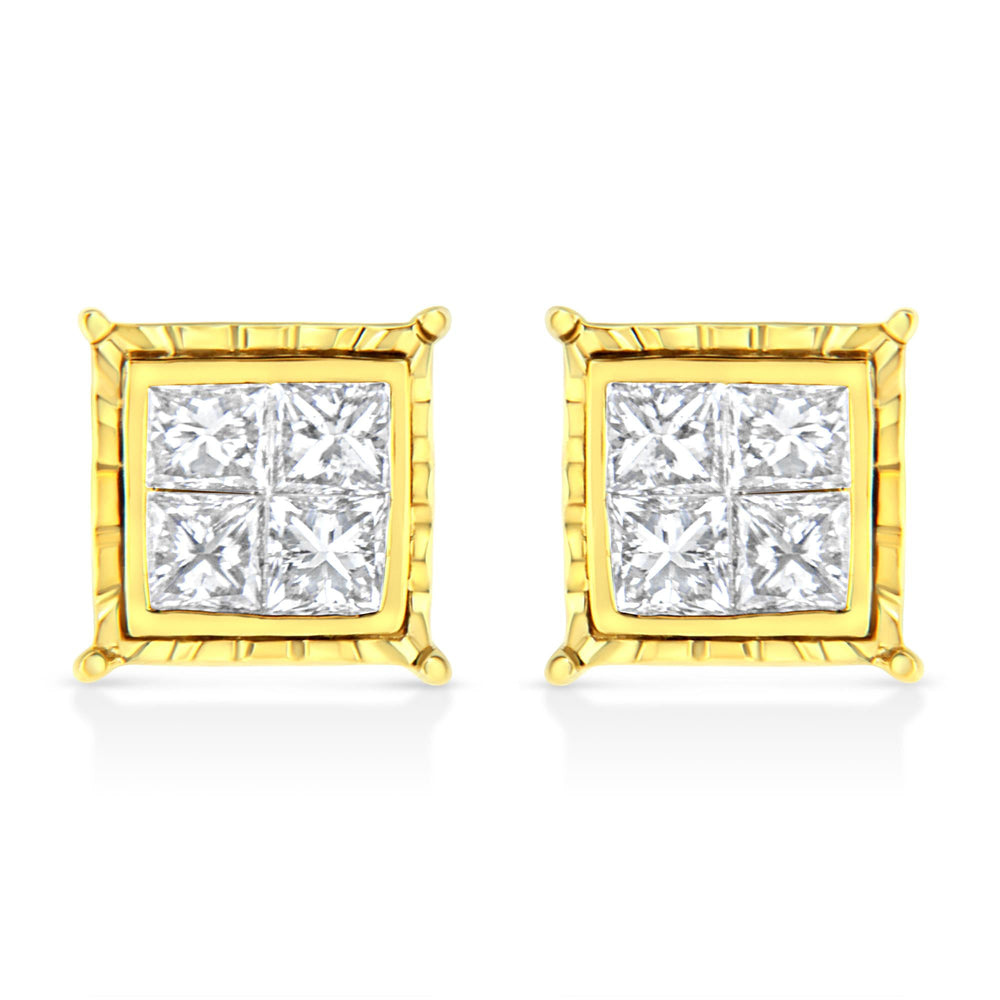 14K White Gold 1.0 Cttw 4-Prong Set Brilliant Round-Cut Solitaire Lab Grown Diamond Push Back Stud Earrings (E-F Color, VVS2-VS1 Clarity)