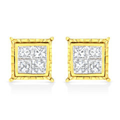 14K White Gold 1.0 Cttw 4-Prong Set Brilliant Round-Cut Solitaire Lab Grown Diamond Push Back Stud Earrings (E-F Color, VVS2-VS1 Clarity)