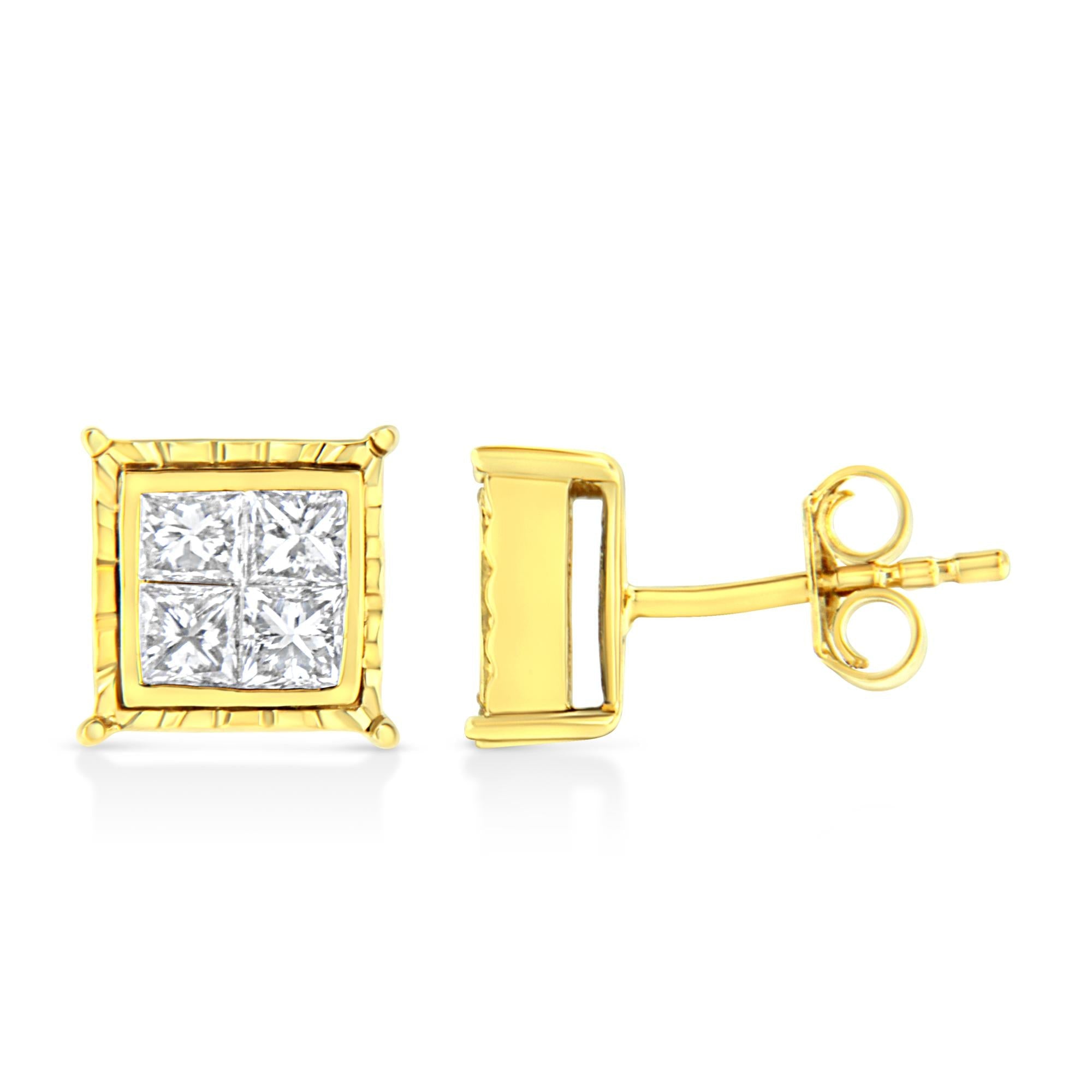 14K White Gold 1.0 Cttw 4-Prong Set Brilliant Round-Cut Solitaire Lab Grown Diamond Push Back Stud Earrings (E-F Color, VVS2-VS1 Clarity)