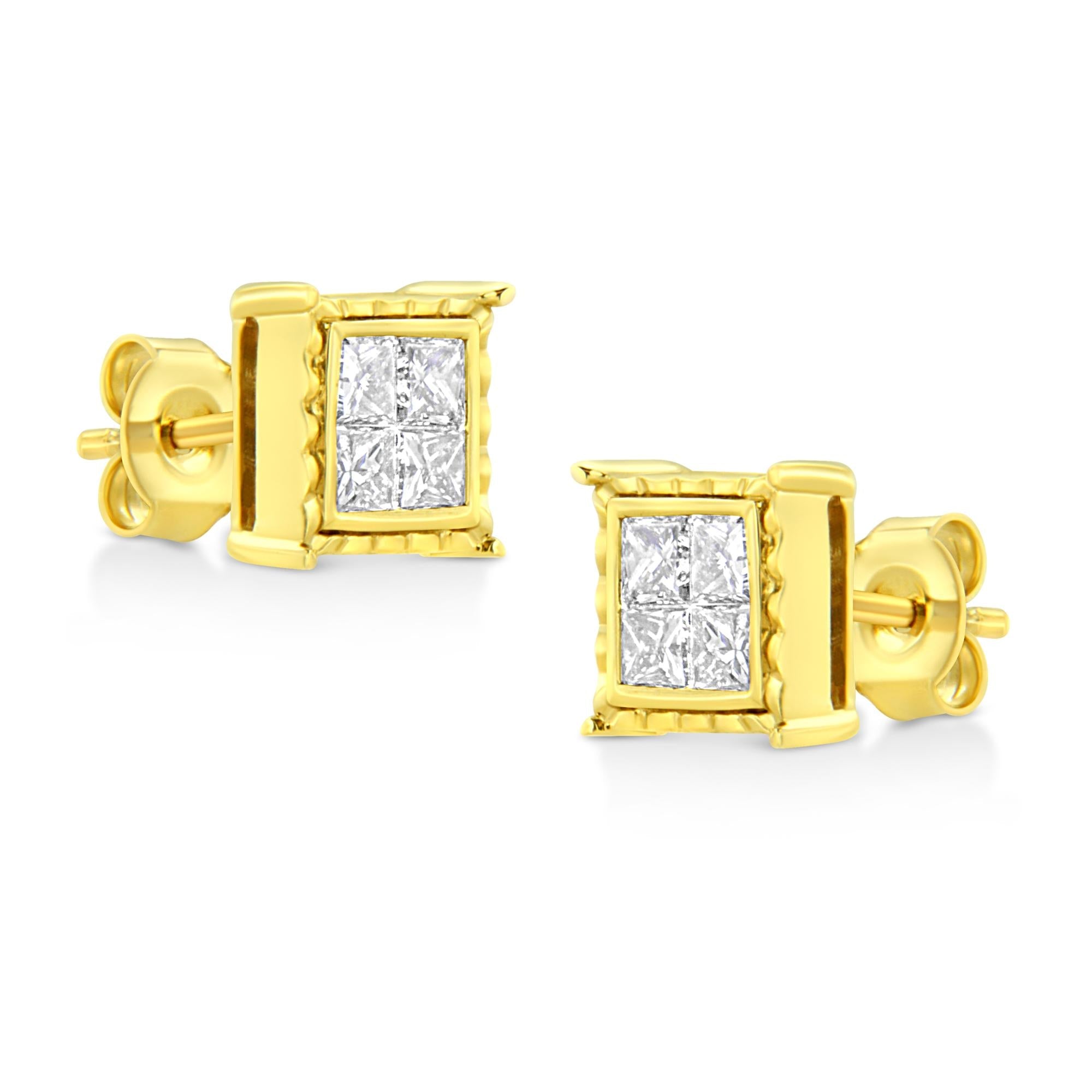 14K White Gold 1.0 Cttw 4-Prong Set Brilliant Round-Cut Solitaire Lab Grown Diamond Push Back Stud Earrings (E-F Color, VVS2-VS1 Clarity)