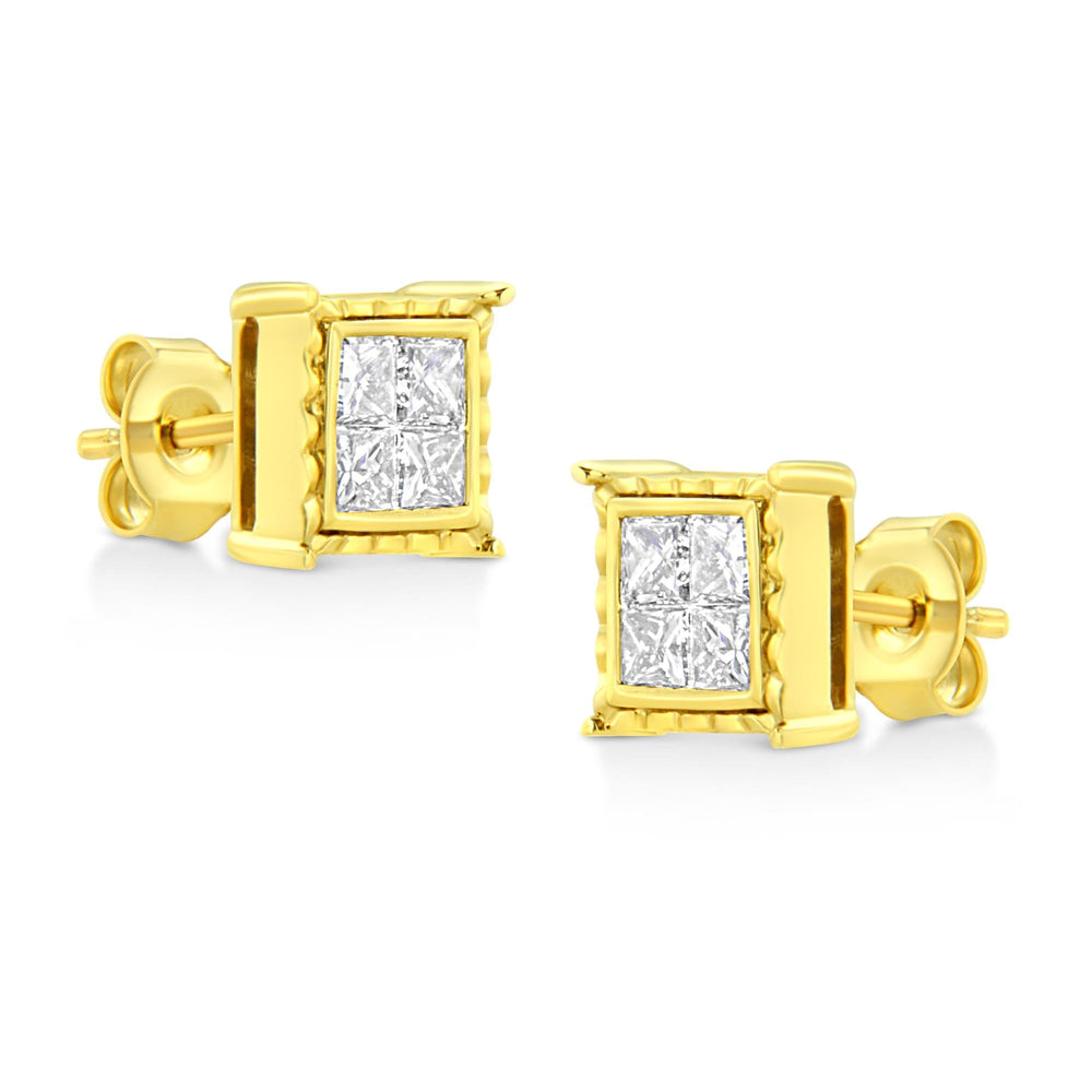 14K White Gold 1.0 Cttw 4-Prong Set Brilliant Round-Cut Solitaire Lab Grown Diamond Push Back Stud Earrings (E-F Color, VVS2-VS1 Clarity)