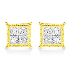 14K White Gold 1.0 Cttw 4-Prong Set Brilliant Round-Cut Solitaire Lab Grown Diamond Push Back Stud Earrings (E-F Color, VVS2-VS1 Clarity)