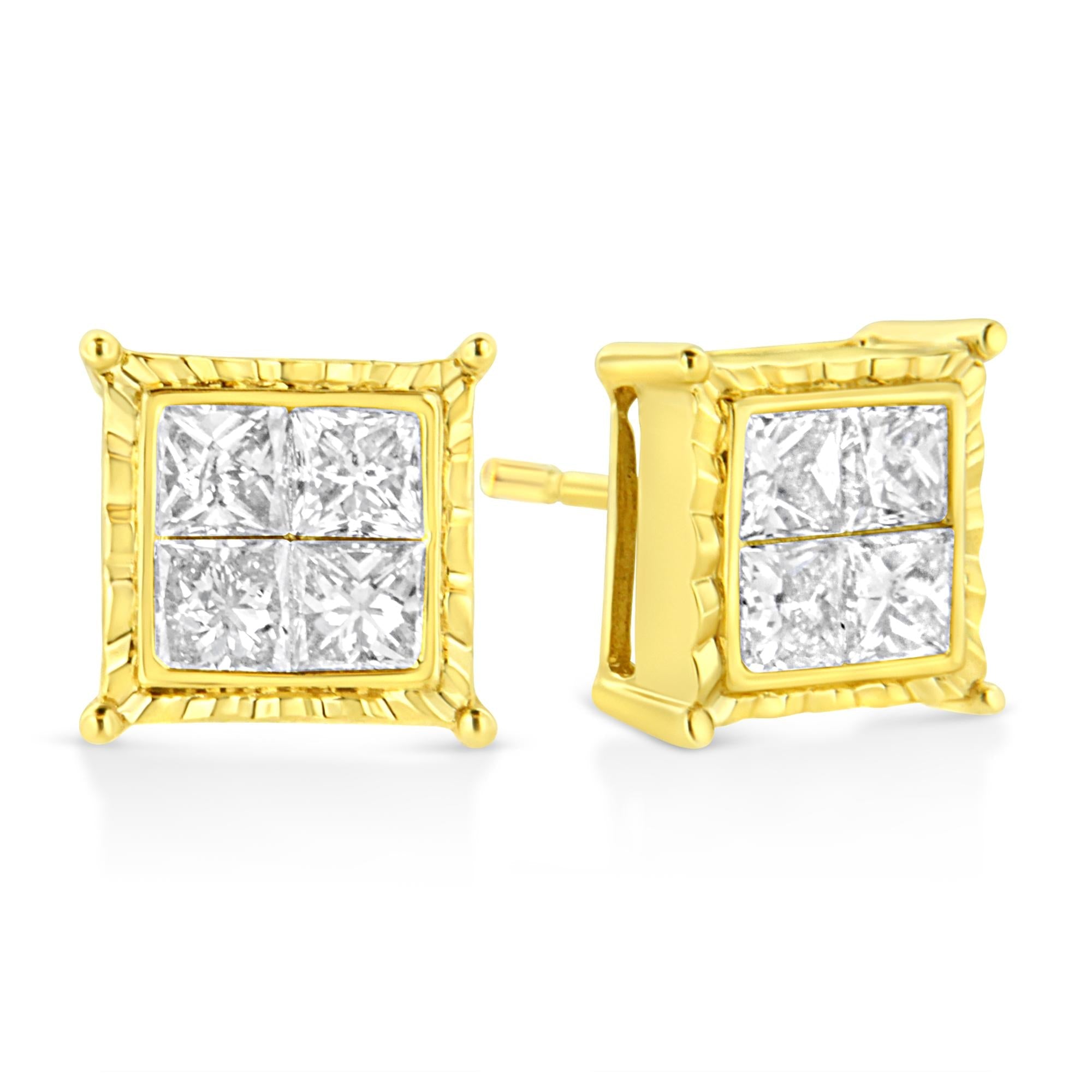 14K White Gold 1.0 Cttw 4-Prong Set Brilliant Round-Cut Solitaire Lab Grown Diamond Push Back Stud Earrings (E-F Color, VVS2-VS1 Clarity)