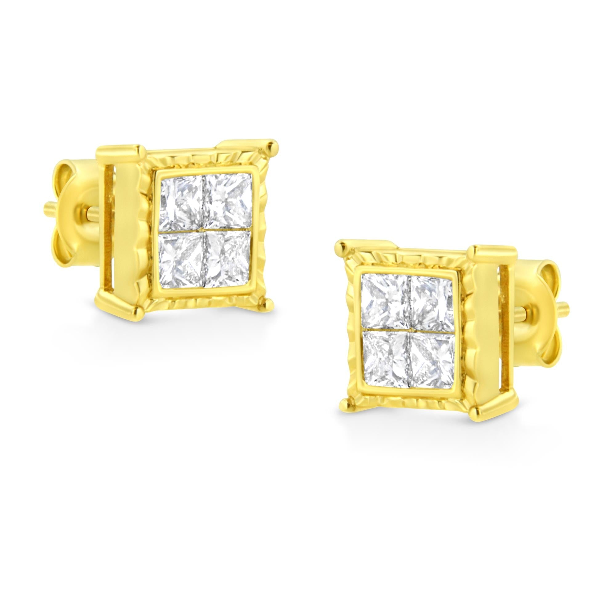 14K White Gold 1.0 Cttw 4-Prong Set Brilliant Round-Cut Solitaire Lab Grown Diamond Push Back Stud Earrings (E-F Color, VVS2-VS1 Clarity)