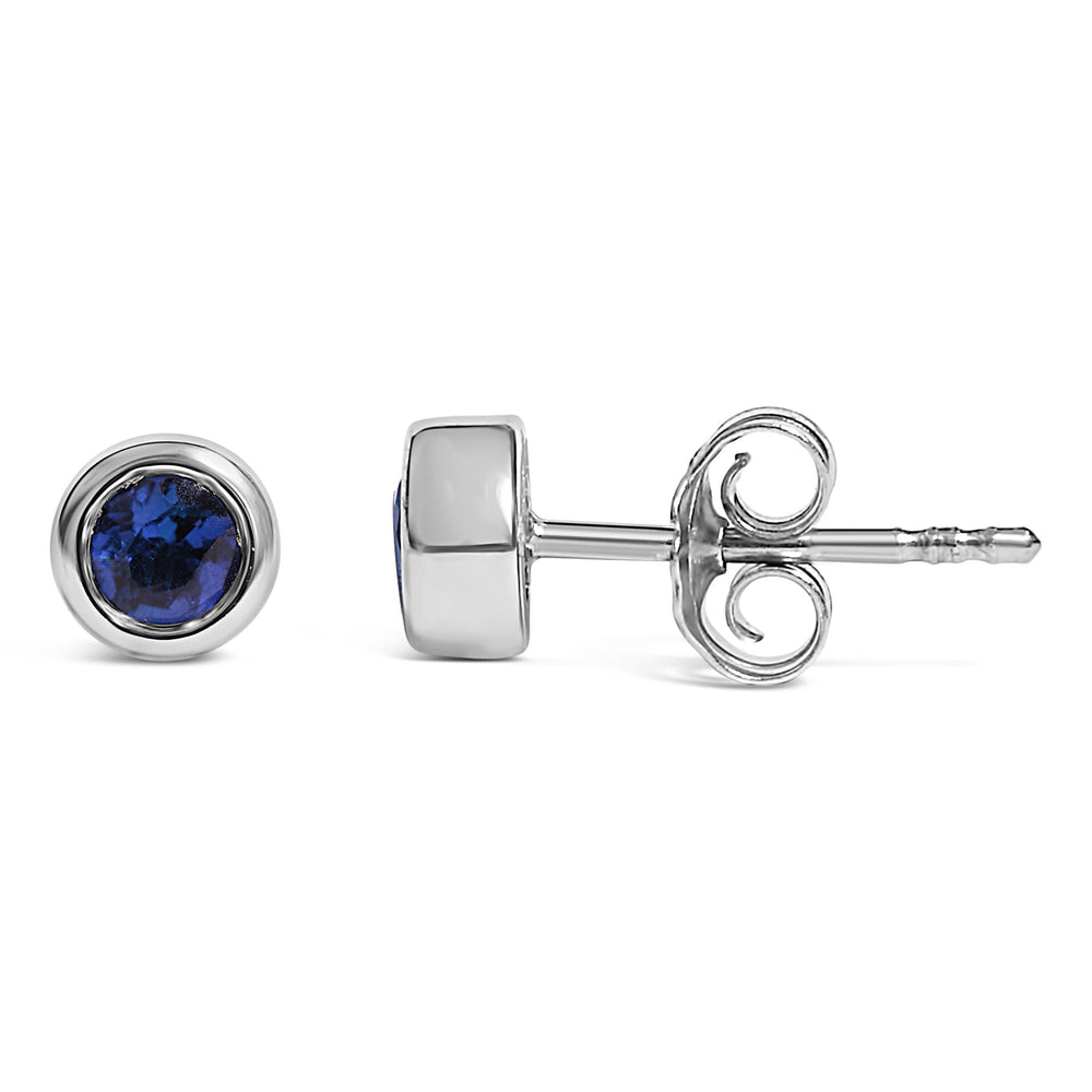.925 Sterling Silver Bezel Set 3.5mm Created Gemstone Solitaire Stud Earrings