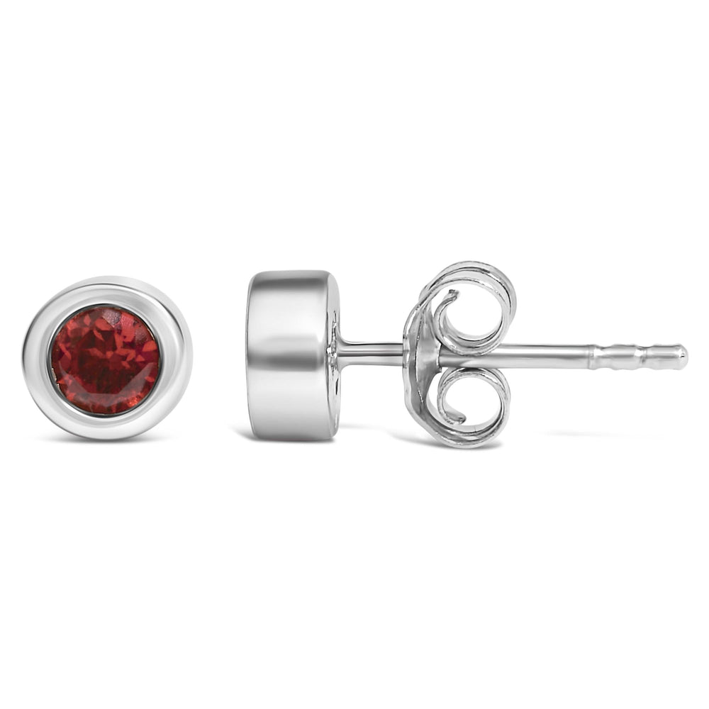 .925 Sterling Silver Bezel Set 3.5mm Created Gemstone Solitaire Stud Earrings