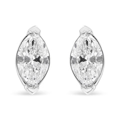 14K White Gold 4/5 Cttw Marquise Lab Grown Diamond Solitaire Stud Earrings
