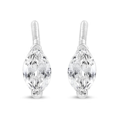 14K White Gold 1/2 Cttw 2 Prong Set Marquise Solitaire Lab Grown Diamond Stud Earrings (F-G Color, VS2-SI1 Clarity)