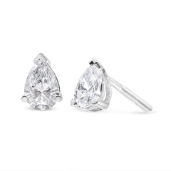 14K White Gold Pear Shape Solitaire Lab Grown Diamond Stud Earrings (F-G Color, VS2-SI1 Clarity)