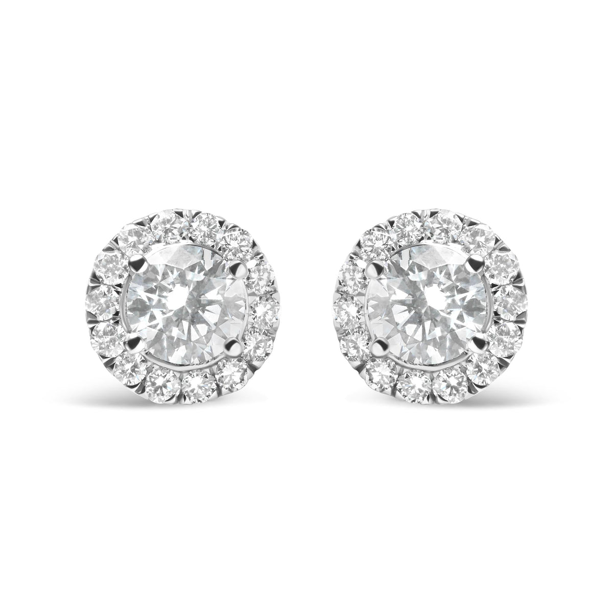 14K White Gold Lab Grown Diamond Solitaire Stud Earrings with Halo (2.00 Cttw, F-G Color, VS2-SI1 Clarity