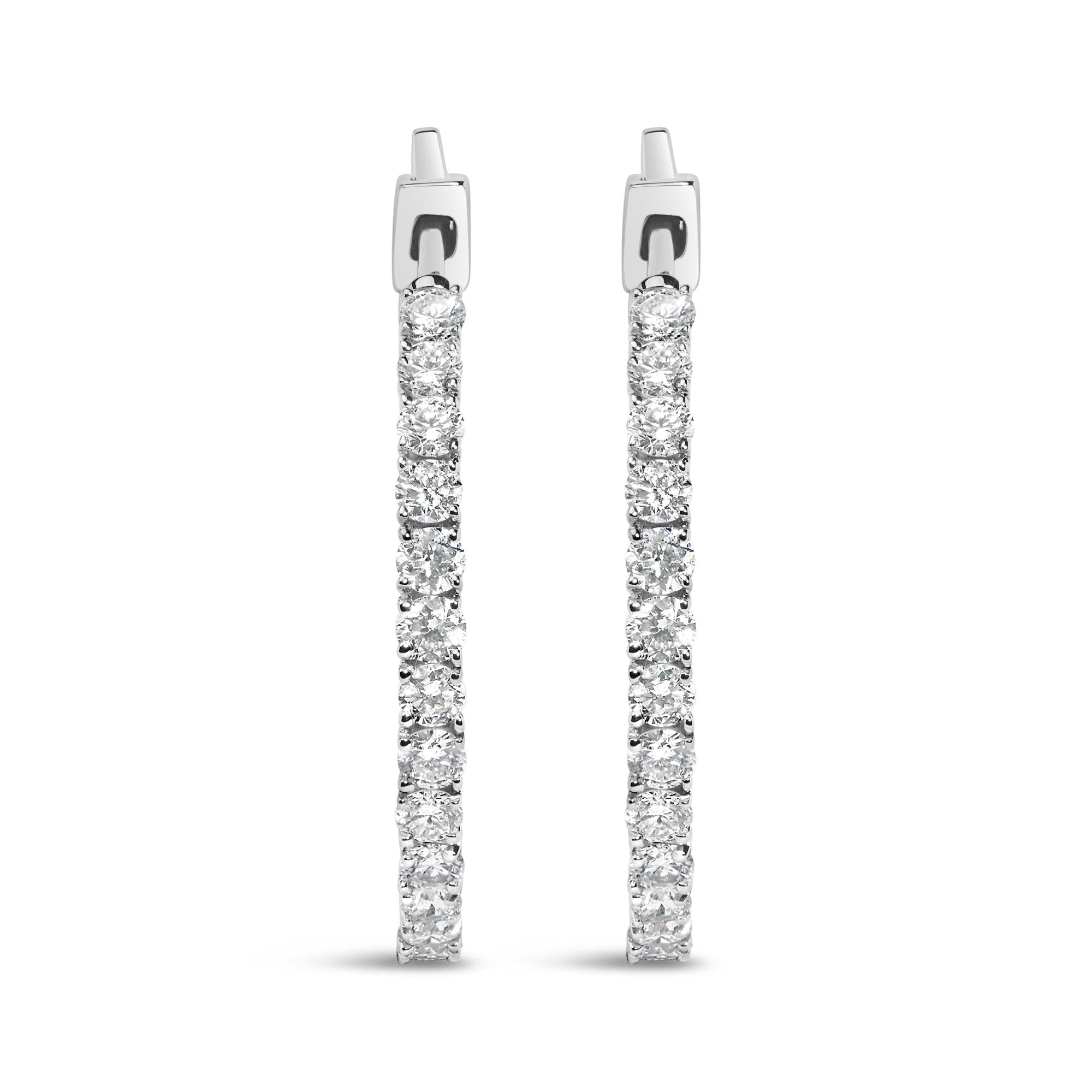 14K White Gold 2.00 Cttw Inside Out Lab-Grown Diamond Hoop Earrings