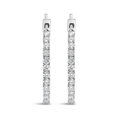 14K White Gold 2.00 Cttw Inside Out Lab-Grown Diamond Hoop Earrings