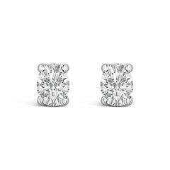 14K White Gold 1/4 Ctw Oval Lab-Grown Diamond Solitaire Stud Earrings