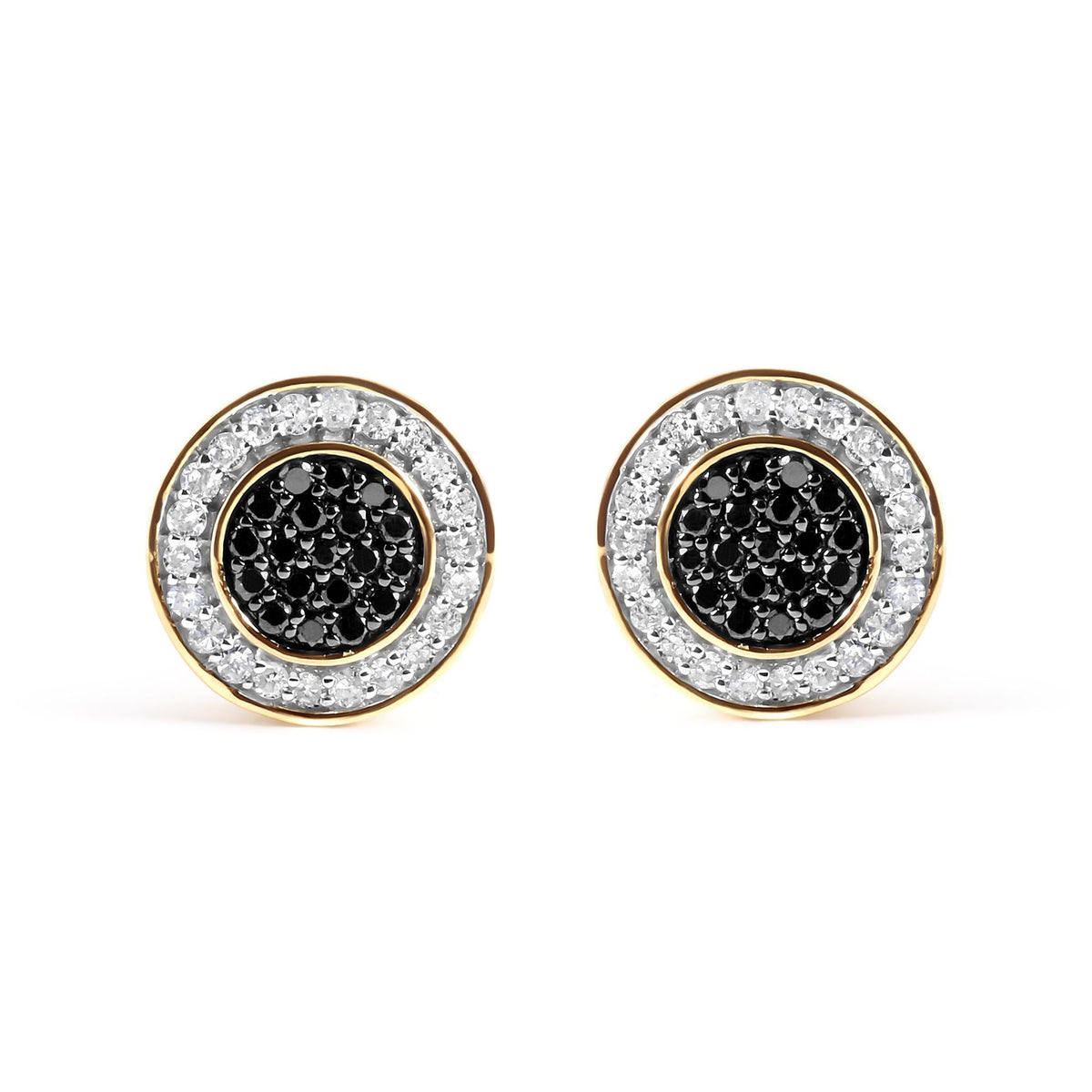 14K Yellow Gold Plated .925 Sterling Silver 1/3 Cttw White and Black Treated Diamond Earring (Black / I-J Color, I2-I3 Clarity)