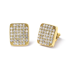 14K Yellow Gold 1/2 Cttw Diamond Square Shaped Composite Cluster Stud  Earrings (I-J Color, I1-I2 Clarity)