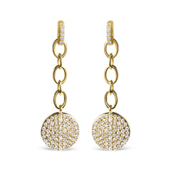 18K Yellow Gold Plated .925 Sterling Silver 1.0 Cttw Diamond Composite Cluster Dangle Chain Earrings (I-J Color, I1-I2 Clarity)