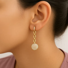 14K Yellow Gold 1.0 Cttw Diamond Chain Cluster Dangle Chain Earrings (I-J Color, I1-I2 Clarity)