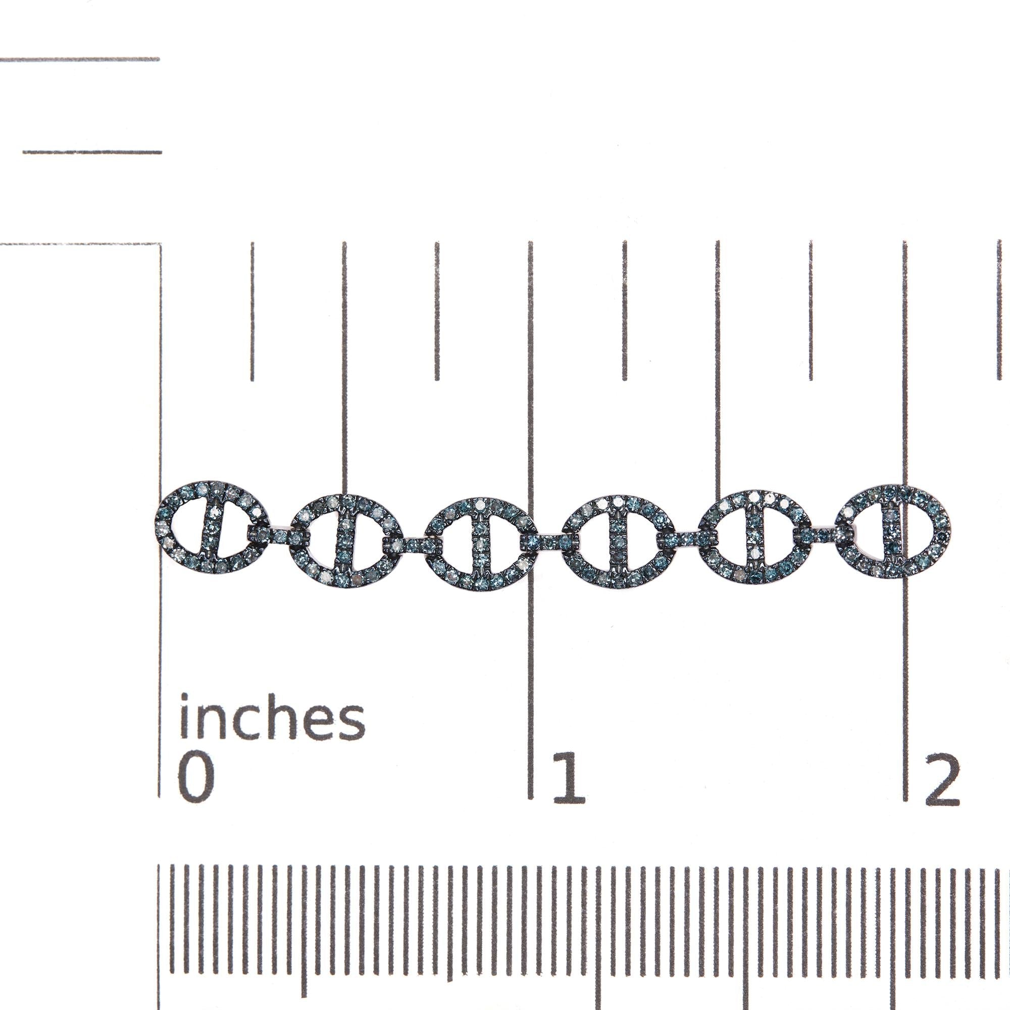 Sterling Silver 1.0 Cttw Blue Diamond Linked Circle Drop Earrings