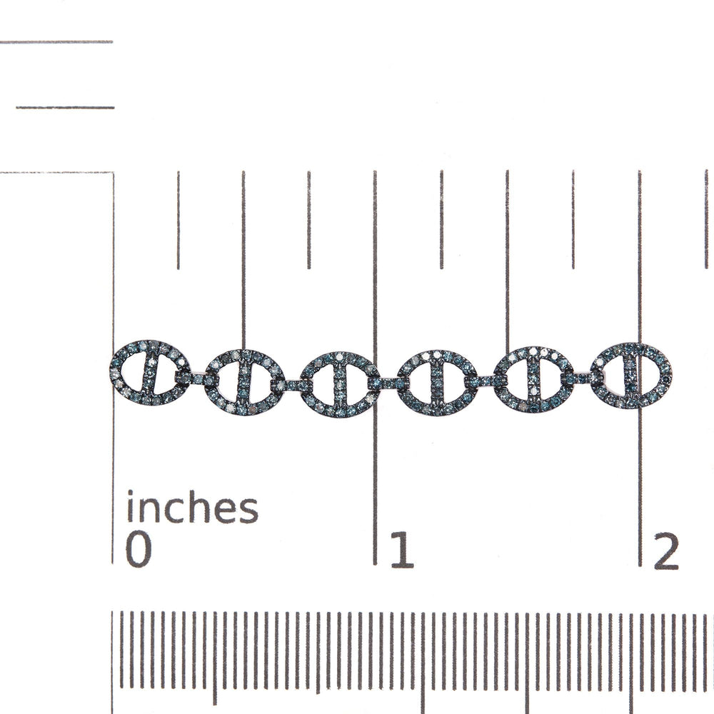Sterling Silver 1.0 Cttw Blue Diamond Linked Circle Drop Earrings