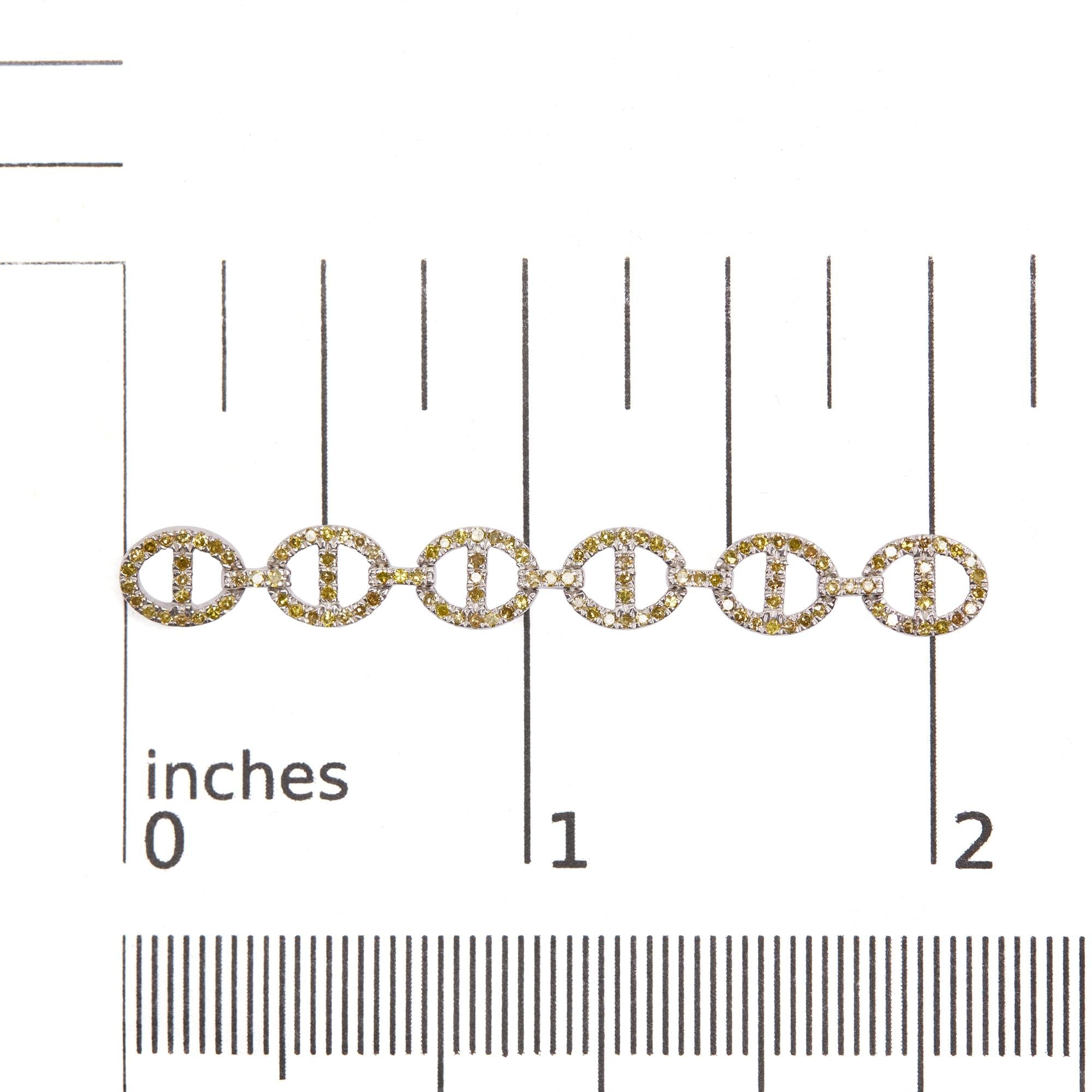Sterling Silver 1.0 Cttw Yellow Diamond Linked Circle Drop Earrings