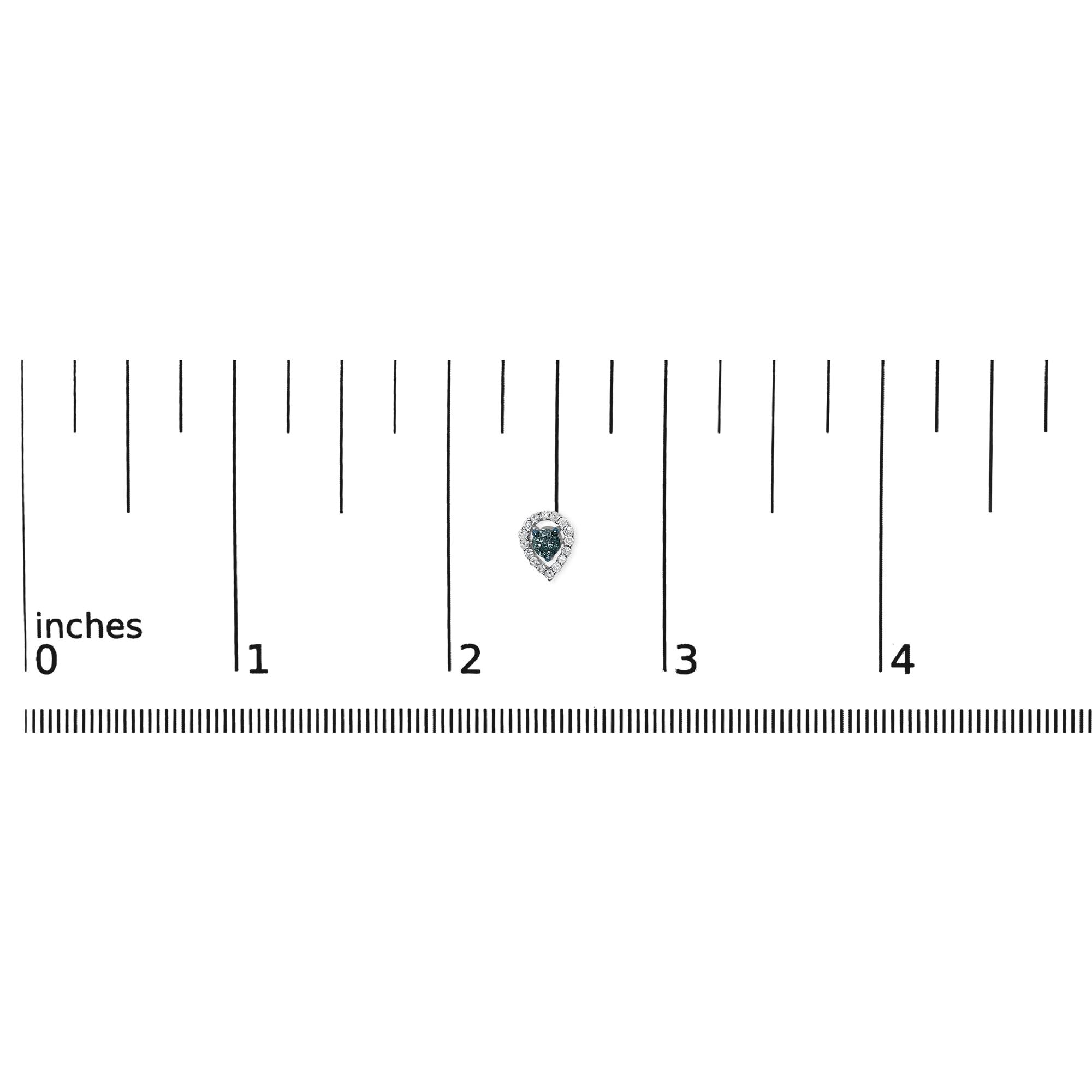 Sterling Silver 1/2 Cttw Blue and White Diamond Pear Shape Halo Stud Earrings