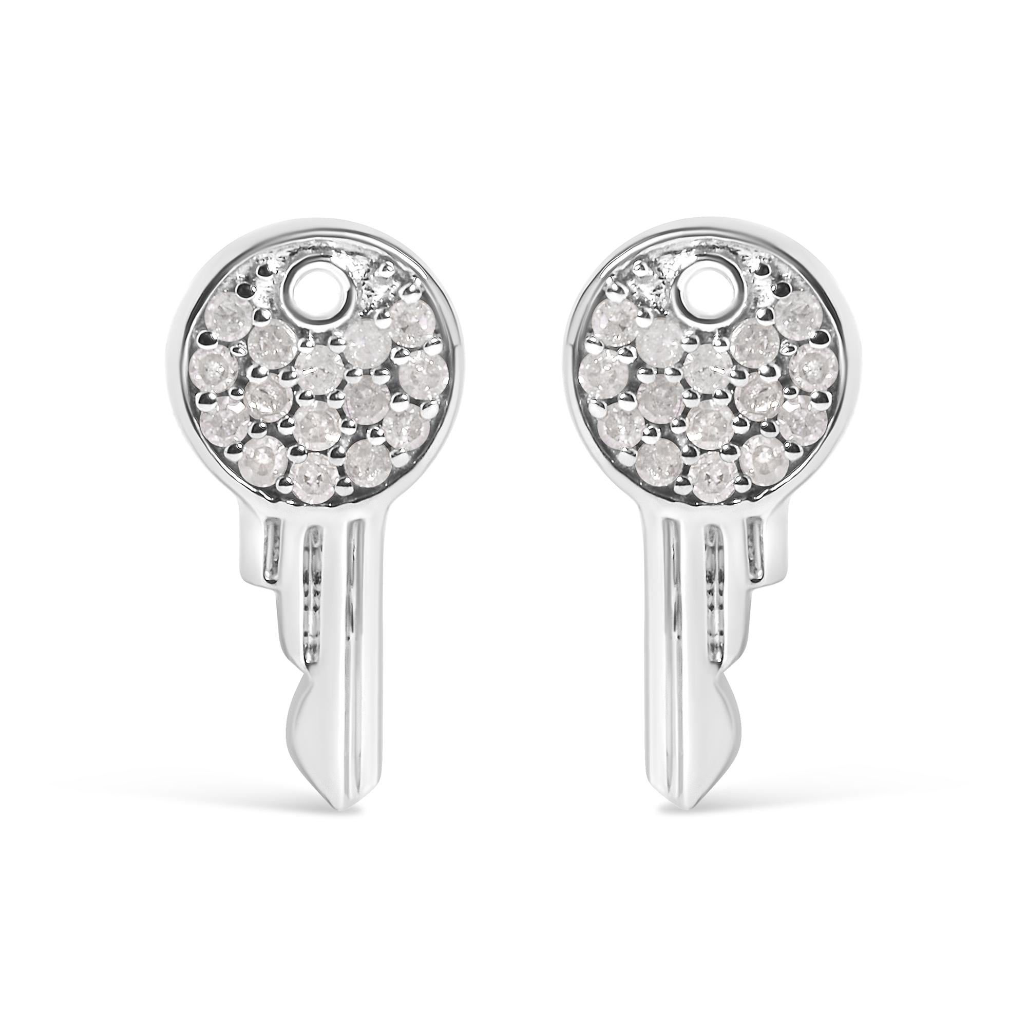 925 Sterling Silver 1/6ct TDW Diamond Charm Earrings