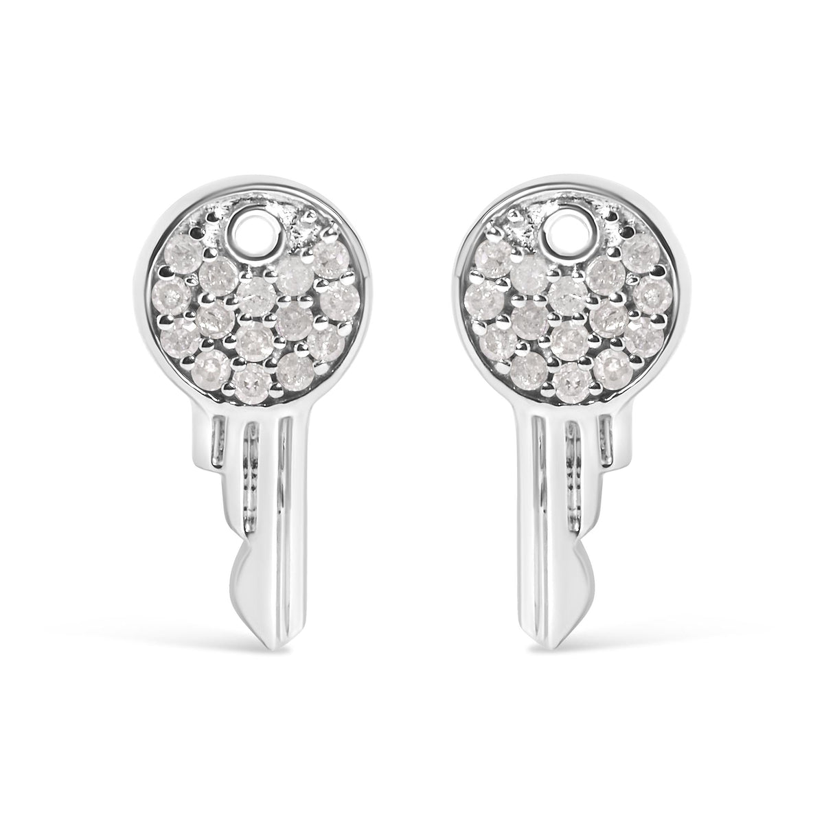 925 Sterling Silver 1/6ct TDW Diamond Charm Earrings