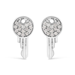 925 Sterling Silver 1/6ct TDW Diamond Charm Earrings