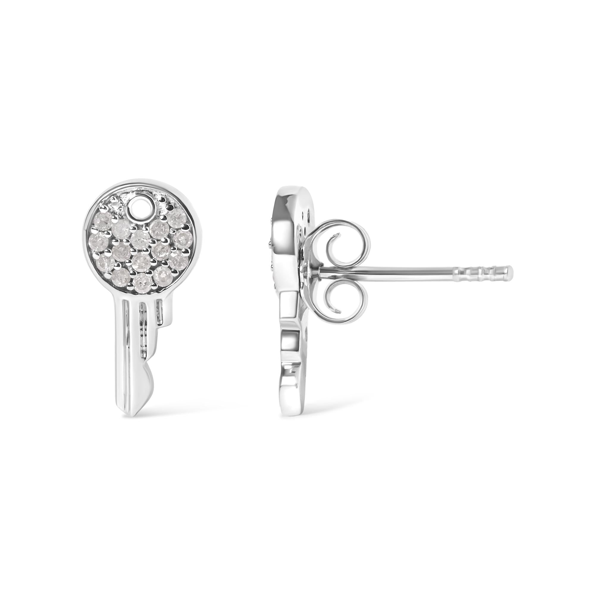 925 Sterling Silver 1/6ct TDW Diamond Charm Earrings