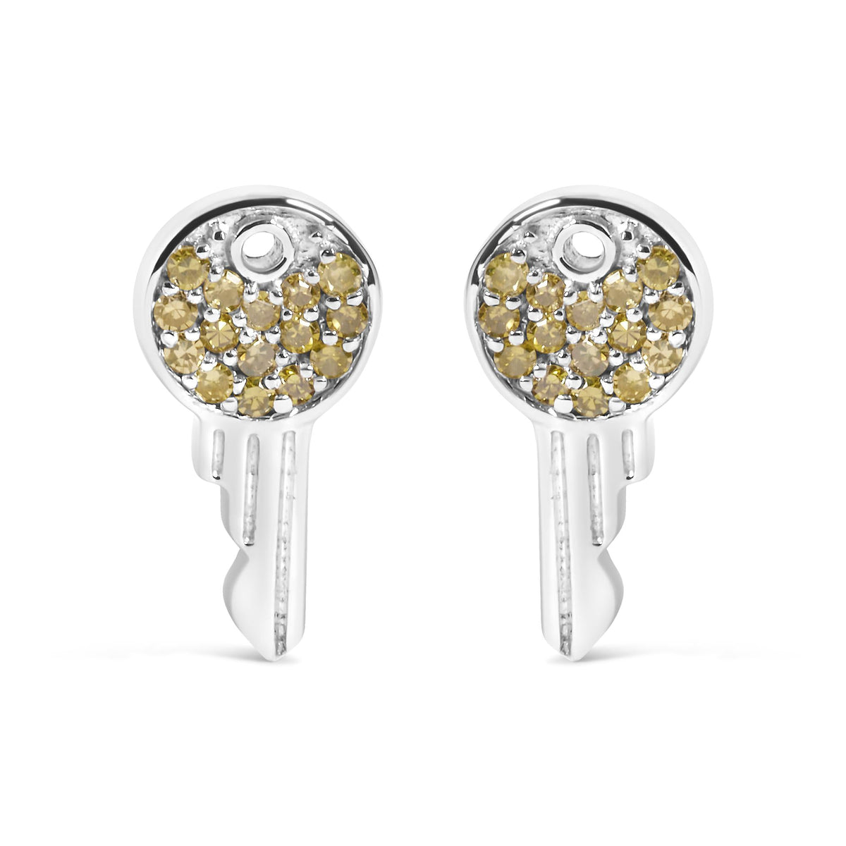 925 Sterling Silver 1/6ct TDW  Yellow Treated  Diamond Charm Earrings