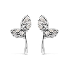 925 Sterling Silver 1/16ct TDW Diamond Leaf Earrings