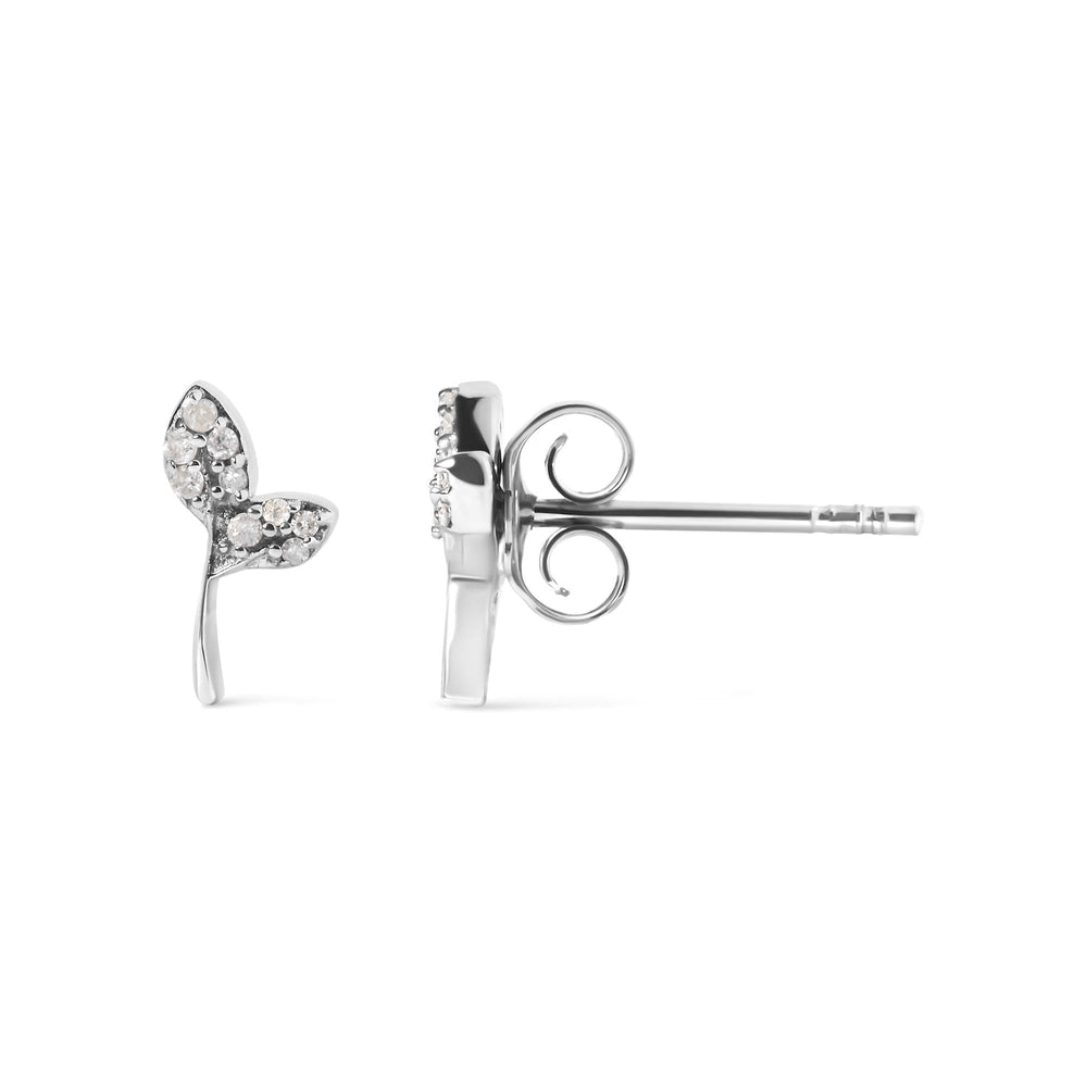 925 Sterling Silver 1/16ct TDW Diamond Leaf Earrings