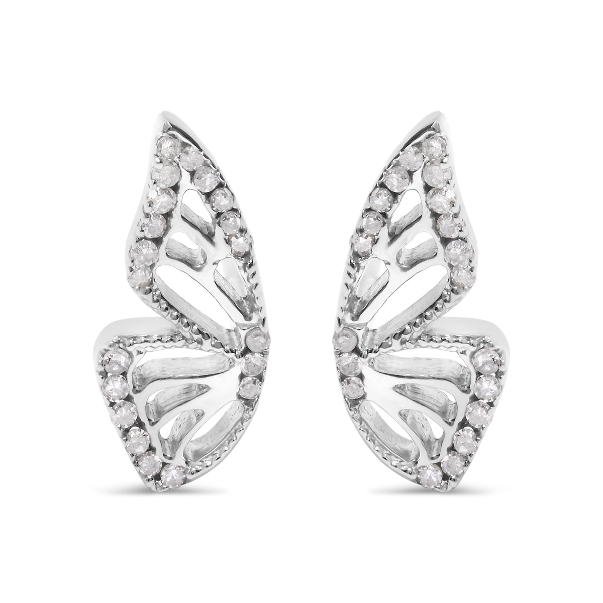 .925 Sterling Silver 1/6ct TDW Diamond Butterfly Earrings