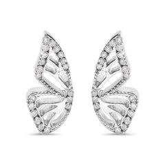 .925 Sterling Silver 1/6ct TDW Diamond Butterfly Earrings