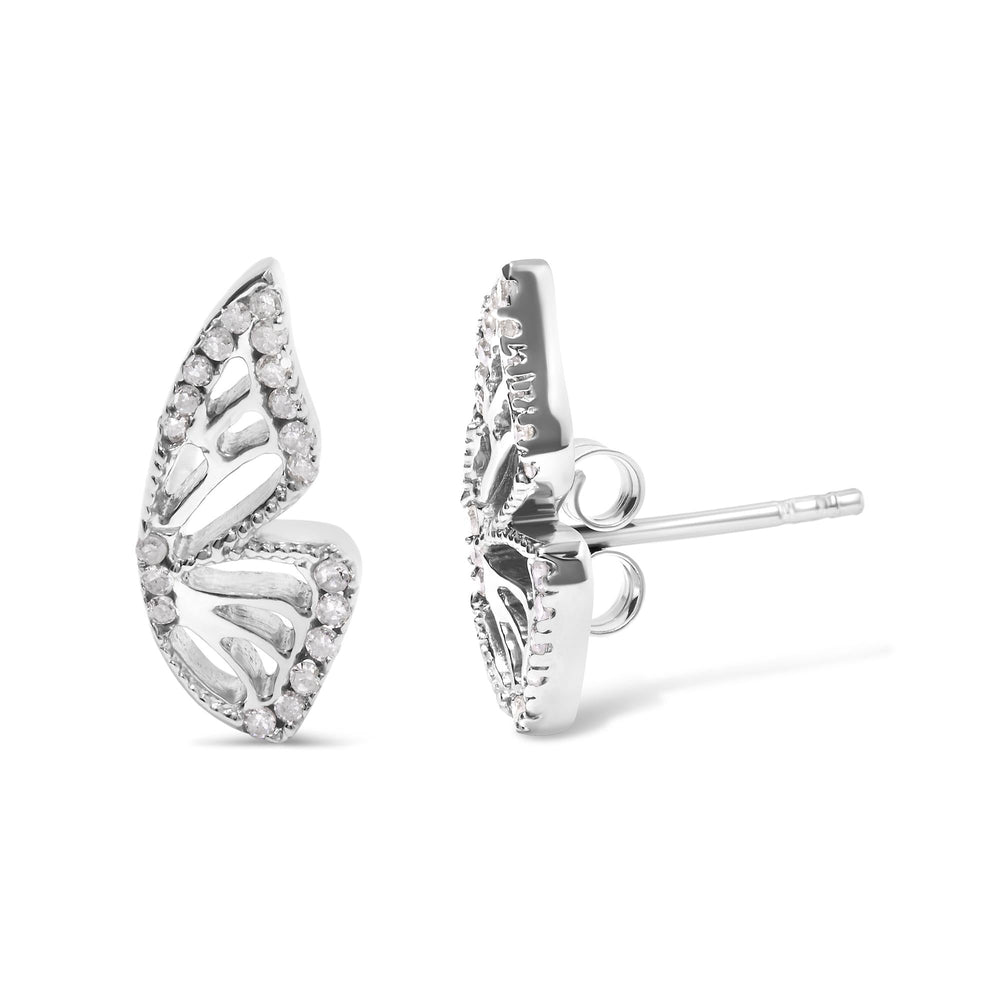 .925 Sterling Silver 1/6ct TDW Diamond Butterfly Earrings