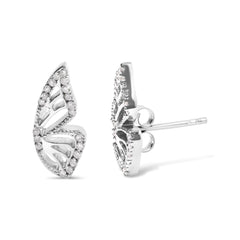 .925 Sterling Silver 1/6ct TDW Diamond Butterfly Earrings